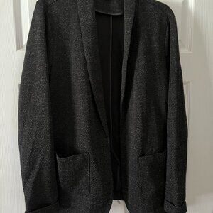 Croft & Barrow Blazer Jacket Women XL Charcoal Textured Long Sleeve Slit Back